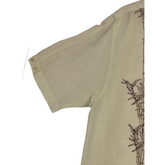 VTG Sobrino Men Bamboo Embroidered Button-Up Shirt Size L Lt Green - Picture 3 of 16